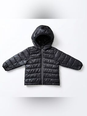 Tag | Unisex Kids Black Quilted Hooded Puffer Jacket 24M